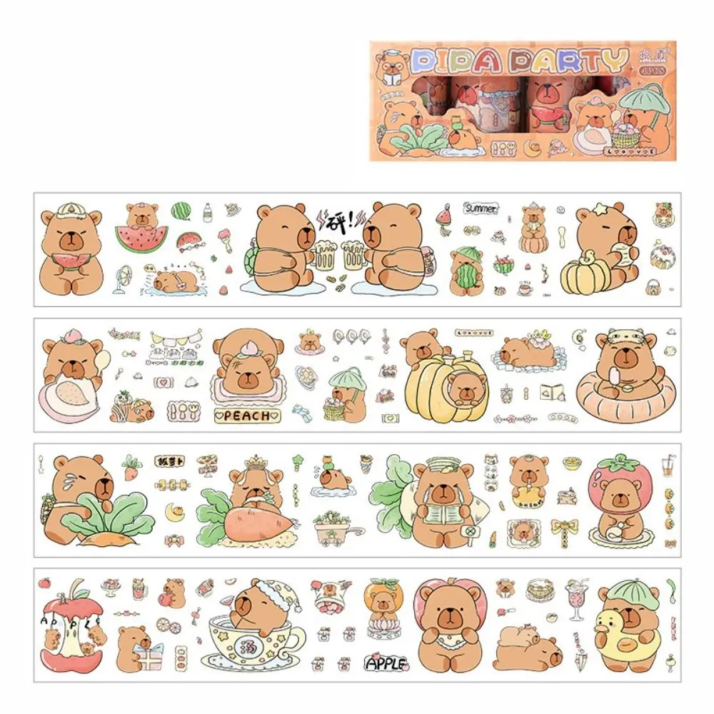 4 Rolls Creative Cartoon Capybara Sticker Tape Lovely Kawaii Decorative Tape DIY Arts Crafts Self Adhesive
4 Rolls Creative Cartoon Capybara Sticker Tape Lovely Kawaii Decorative Tape DIY Arts Crafts Self Adhesive