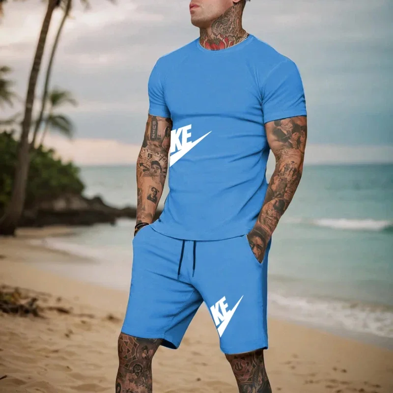 Summer new men's casual short-sleeved T-shirt + jogging shorts 2-piece fashion outdoor breathable basketball wear sports suit
Summer new men's casual short-sleeved T-shirt + jogging shorts 2-piece fashion outdoor breathable basketball wear sports suit