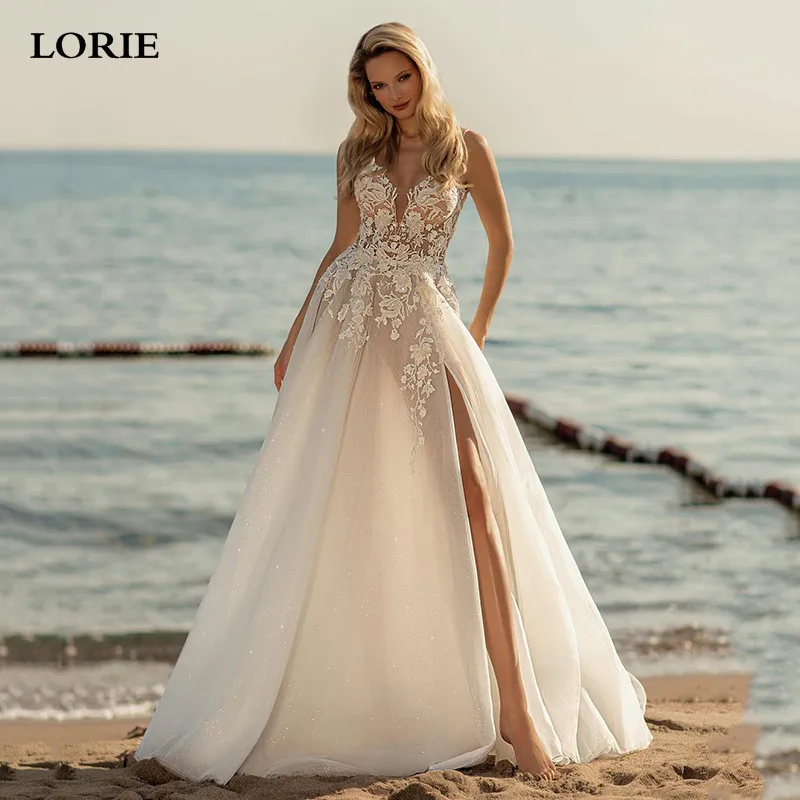 LORIE Beach Wedding Dress A Line V Neck Bride Dress Sleeveless Side Split Boho Wedding Gowns 2022
LORIE Beach Wedding Dress A Line V Neck Bride Dress Sleeveless Side Split Boho Wedding Gowns 2022