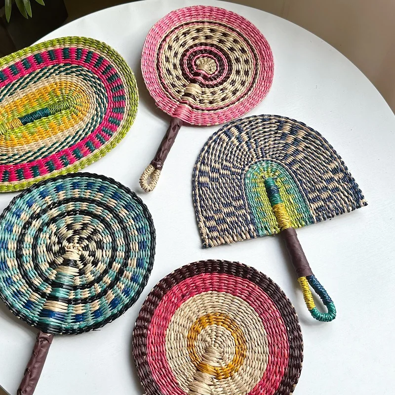 Handmade seaweed woven circular fan, African element wall decoration pendant, macaron colored fan ins bamboo weaving
Handmade seaweed woven circular fan, African element wall decoration pendant, macaron colored fan ins bamboo weaving