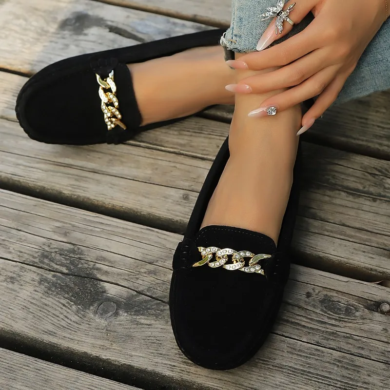 Женские нескользящие туфли на плоской подошве с металлической пряжкой и стразами, низкие туфли с круглым носком и глубоким носком
Женские нескользящие туфли на плоской подошве с металлической пряжкой и стразами, низкие туфли с круглым носком и глубоким носком