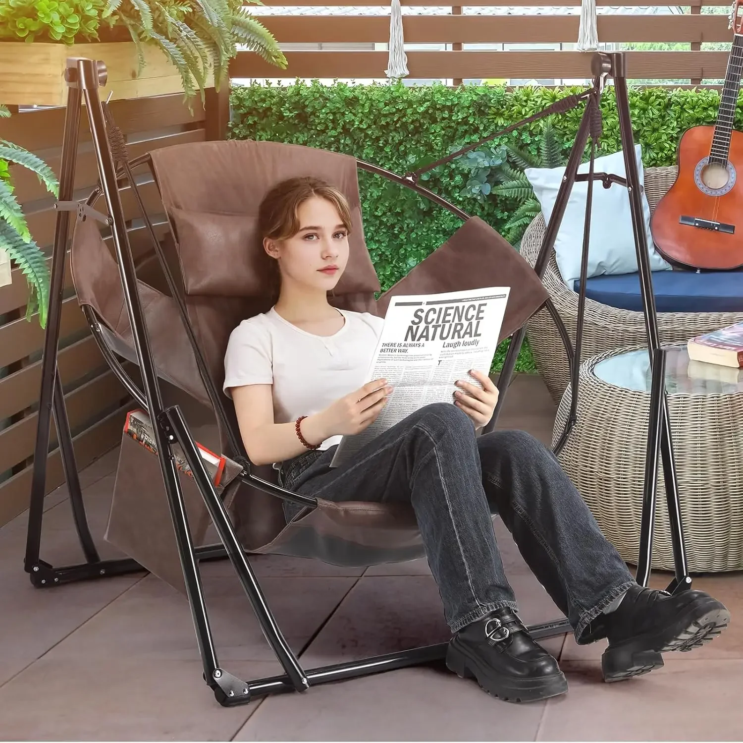 3in1 Portable Hammock w/ Steel Stand,Foldable PU Leather Swing Chair,6-Level Standing Hammocks Included Carrying Bag,Side Pocket
3in1 Portable Hammock w/ Steel Stand,Foldable PU Leather Swing Chair,6-Level Standing Hammocks Included Carrying Bag,Side Pocket