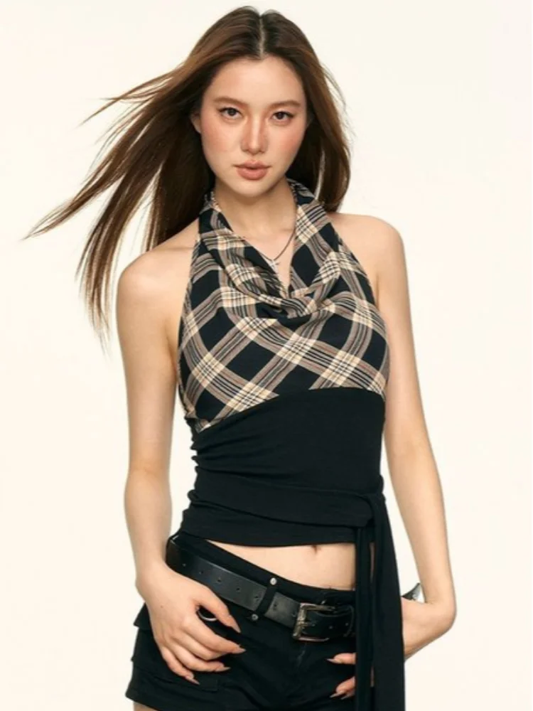 American style spicy girl plaid hanging neck women's vest summer retro elegant slim fit sleeveless women's tops trend Y2K emo
American style spicy girl plaid hanging neck women's vest summer retro elegant slim fit sleeveless women's tops trend Y2K emo