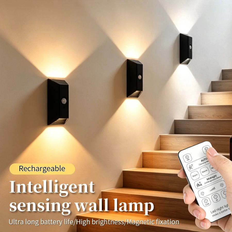 Motion Sensor Wall Light Rechargeable 2000mAh Magnetic LED Night Lamp Remote Dimmable 3Color Stair Bedroom Hallway Light Timer
Motion Sensor Wall Light Rechargeable 2000mAh Magnetic LED Night Lamp Remote Dimmable 3Color Stair Bedroom Hallway Light Timer