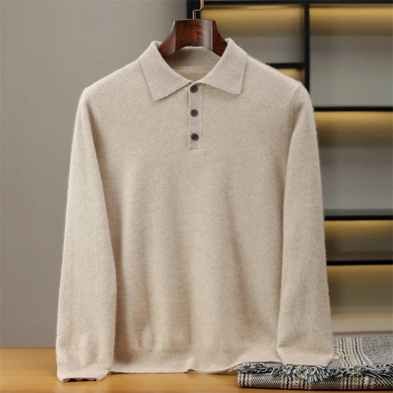Men's 100% Pure Cashmere Pullover Sweater Autumn/Winter Business Casual Solid Color Polo Collar Knitted Warm Top
Men's 100% Pure Cashmere Pullover Sweater Autumn/Winter Business Casual Solid Color Polo Collar Knitted Warm Top