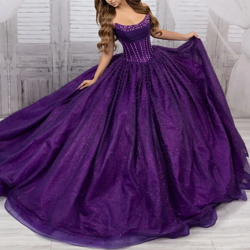 Purple Ball Gown Quinceanera Dresses for Girls Lace Up Off the Shoulder Beading Pearl Tull Corset Vestidos De 15 Anos Sweet 16
Purple Ball Gown Quinceanera Dresses for Girls Lace Up Off the Shoulder Beading Pearl Tull Corset Vestidos De 15 Anos Sweet 16