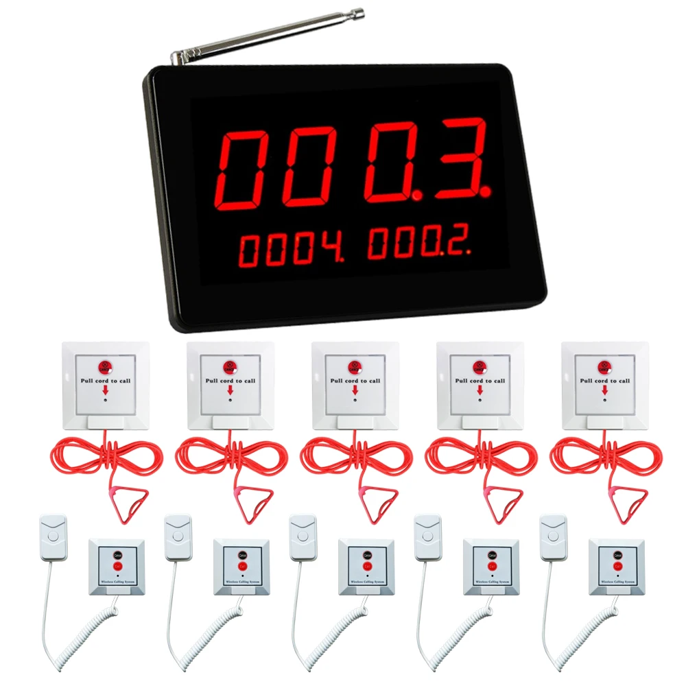 Wireless Nurse Call System Emergency Panic Alarm with 1 Display 5 Bedside Buttons & 5 Toilet Pull Cord for Hospital Nursing Home
Wireless Nurse Call System Emergency Panic Alarm with 1 Display 5 Bedside Buttons & 5 Toilet Pull Cord for Hospital Nursing Home