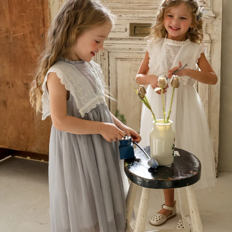 Korean Style Children's Girls Puffy Tulle Dress Embroidered Lace Trim Spring Summer New Arrival Fashionable Kids Clothing
Korean Style Children's Girls Puffy Tulle Dress Embroidered Lace Trim Spring Summer New Arrival Fashionable Kids Clothing