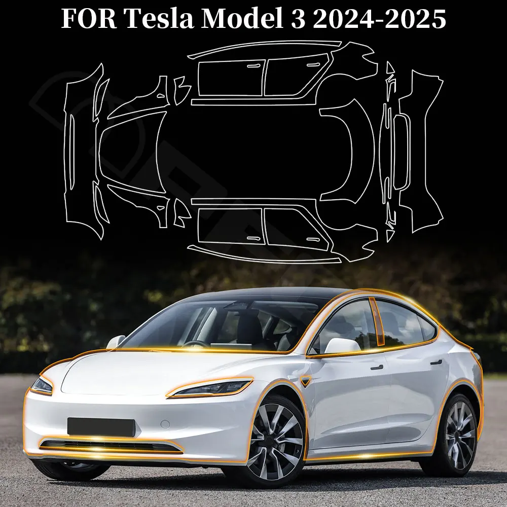 PPF Paint Protection Film for Tesla Model 3 Highland 2024 8.5thick Pre-Cut Car Clear TPU PPF Kit Transparent Sticker Auto Decal
PPF Paint Protection Film for Tesla Model 3 Highland 2024 8.5thick Pre-Cut Car Clear TPU PPF Kit Transparent Sticker Auto Decal