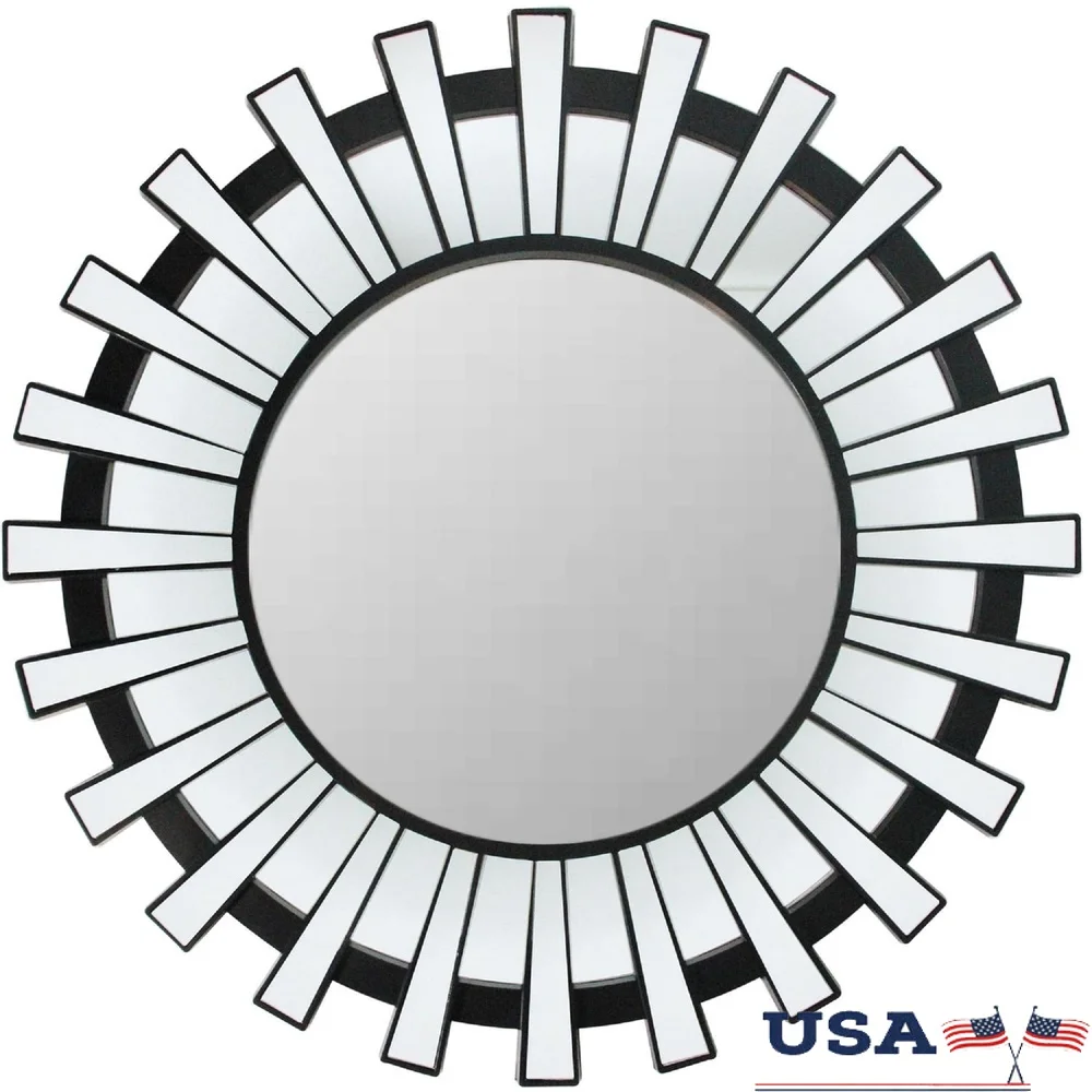 Black Sunburst Round Wall Mirror 25.5 Inch Diameter Indoor Decor Includes Hanging Hardware Stylish Home Accent
Black Sunburst Round Wall Mirror 25.5 Inch Diameter Indoor Decor Includes Hanging Hardware Stylish Home Accent