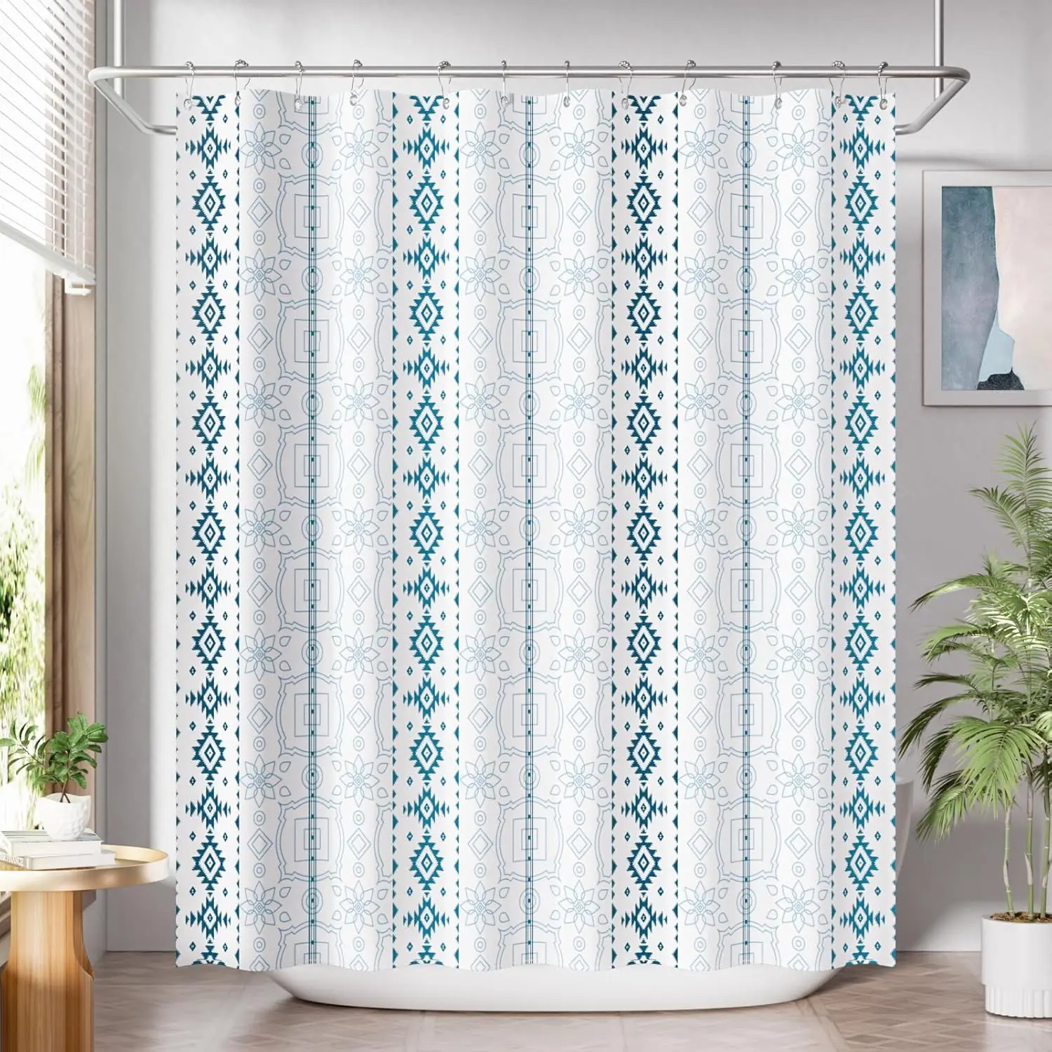 Waterproof Polyester Shower Curtain Blue White Geometric Pattern Boho Bathroom Decor Modern Tribal Design Home Accent for Shower
Waterproof Polyester Shower Curtain Blue White Geometric Pattern Boho Bathroom Decor Modern Tribal Design Home Accent for Shower