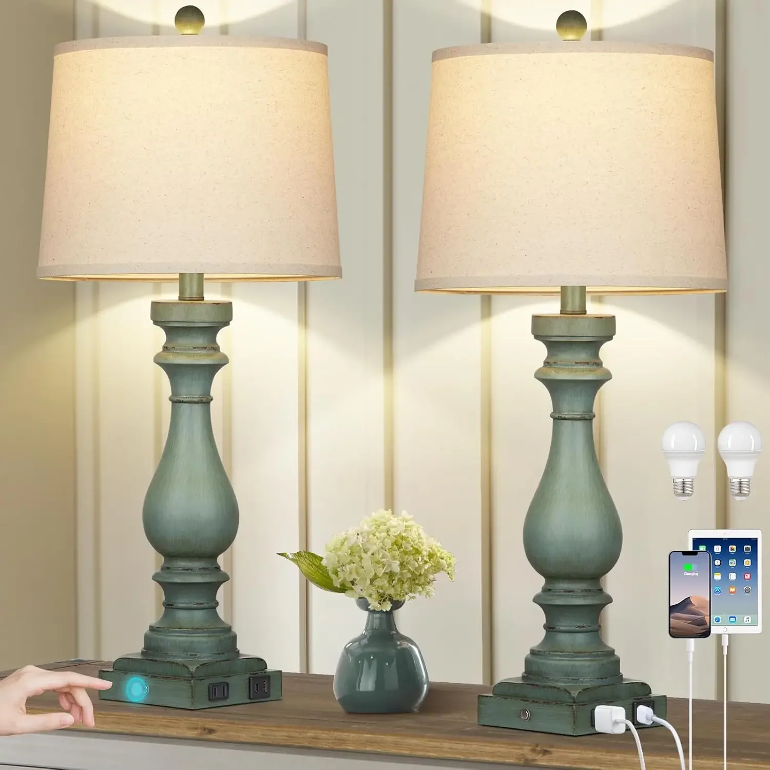 Tall Table Lamp for Living Room Set of 2 Vintage Bedside Nightstand Lamps 3-Way Dimmable Touch Control
Tall Table Lamp for Living Room Set of 2 Vintage Bedside Nightstand Lamps 3-Way Dimmable Touch Control