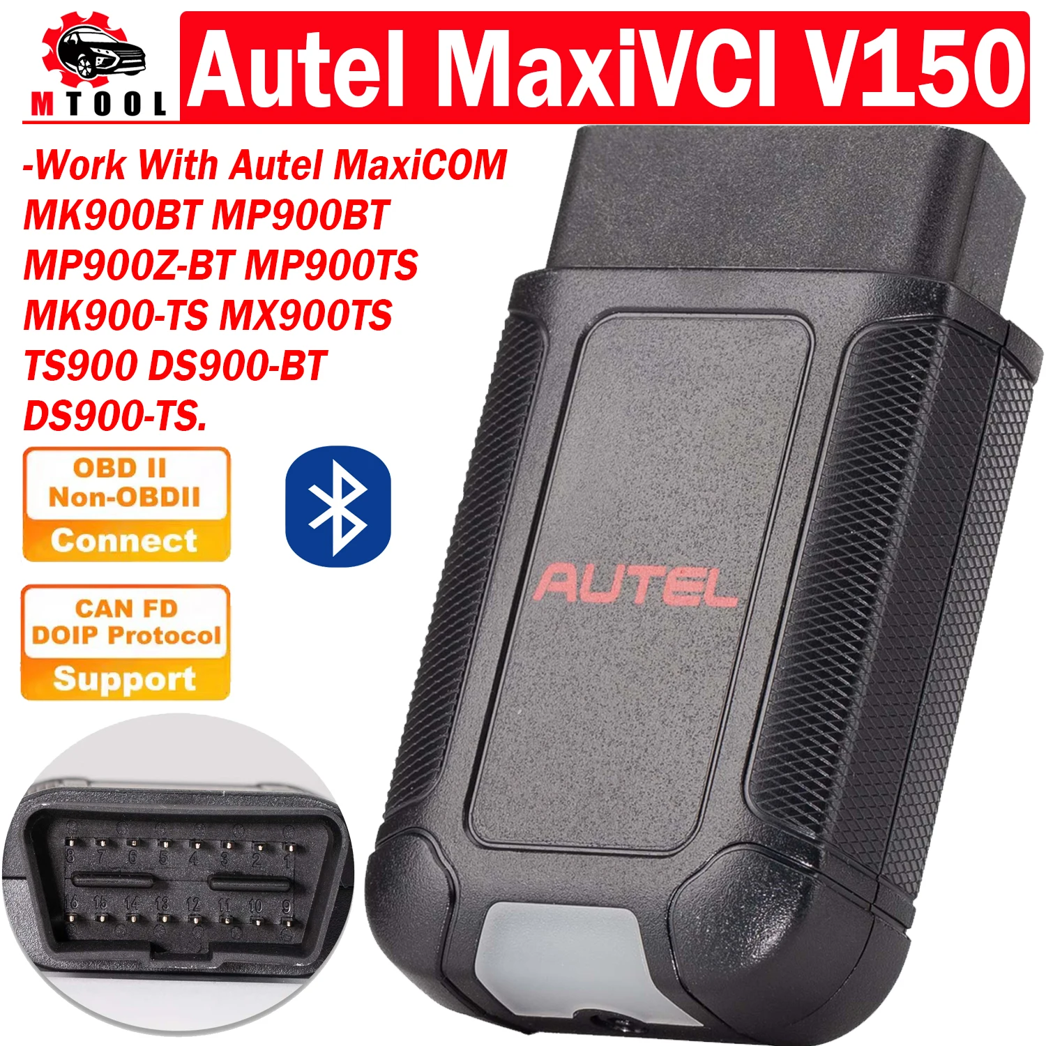 Беспроводной ключ Autel MaxiVCI V150 VCI150 с поддержкой протокола CAN FD DOIP для сканеров серии Autel 900 MK900BT MP900BT 
Беспроводной ключ Autel MaxiVCI V150 VCI150 с поддержкой протокола CAN FD DOIP для сканеров серии Autel 900 MK900BT MP900BT
