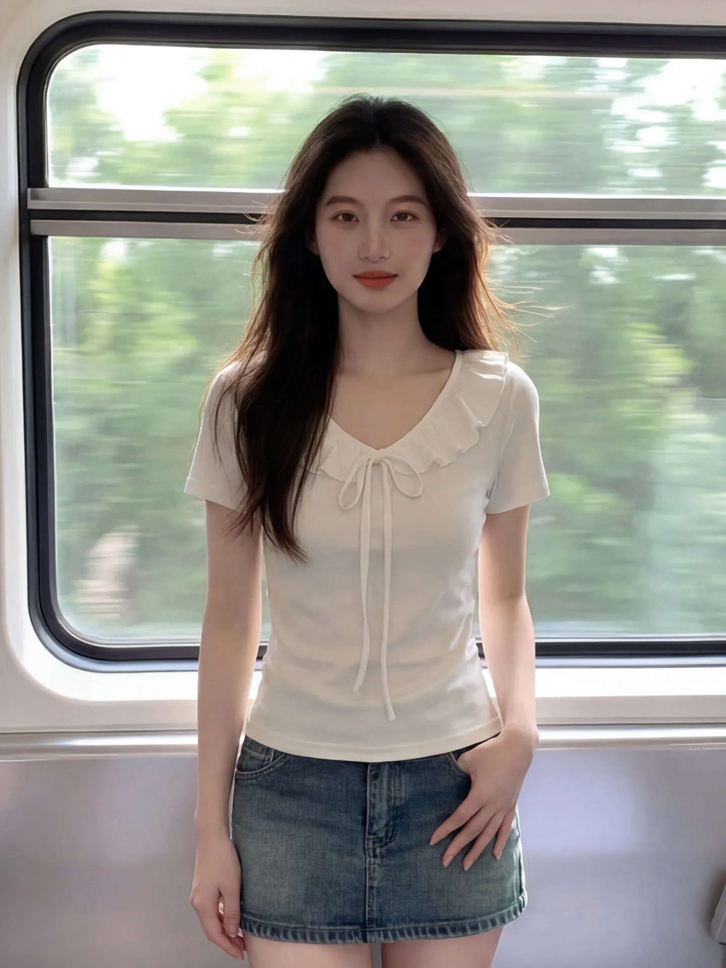 White V-Neck Puff-Sleeve Short-Tailored T-Shirt Women's Summer Slimming Unique Design Beautiful Anti-Aging Short-Length Top
White V-Neck Puff-Sleeve Short-Tailored T-Shirt Women's Summer Slimming Unique Design Beautiful Anti-Aging Short-Length Top