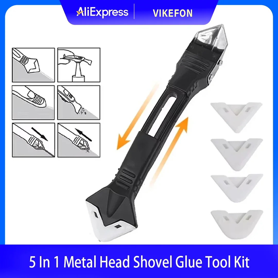5 в 1, лопата с металлической головкой, набор инструментов для клея, силиконовый шпатель, средство для удаления герметика, герметик для удаления затирки, отделка и лом угла 
5 в 1, лопата с металлической головкой, набор инструментов для клея, силиконовый шпатель, средство для удаления герметика, герметик для удаления затирки, отделка и лом угла