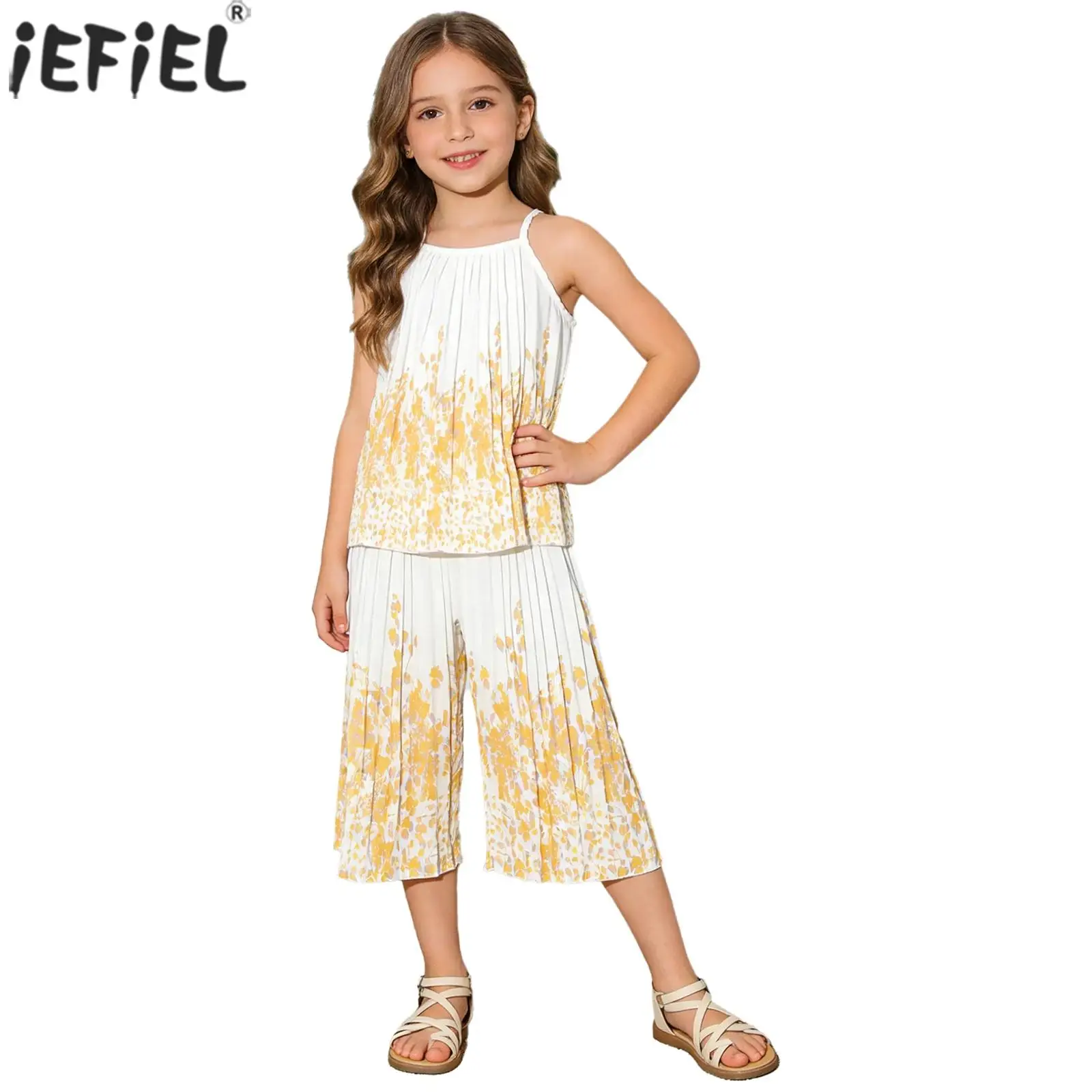 Kids Girls Floral Print Clothing Outfit Summer Spaghetti Straps Camisole Top with Wide Leg Pants for Vacation Beach Park Picnic
Kids Girls Floral Print Clothing Outfit Summer Spaghetti Straps Camisole Top with Wide Leg Pants for Vacation Beach Park Picnic