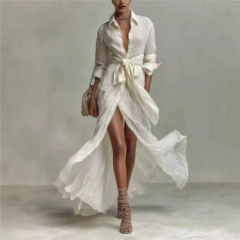 New Bohemian Elegant Lace-up High Waist Long Dresses Woman New Turn-down Collar Hollow Party Dress Spring Long Sleeve Maxi Dress
New Bohemian Elegant Lace-up High Waist Long Dresses Woman New Turn-down Collar Hollow Party Dress Spring Long Sleeve Maxi Dress