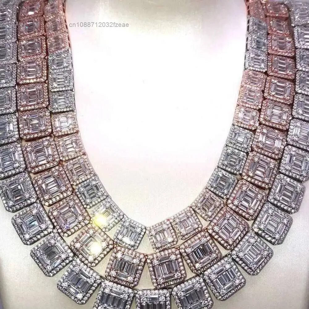 Luxury 925 Sterling Silver Iced Out Lab Diamond Bling Baguette Moissanite Cluster Tennis Chain Necklace.
Luxury 925 Sterling Silver Iced Out Lab Diamond Bling Baguette Moissanite Cluster Tennis Chain Necklace.