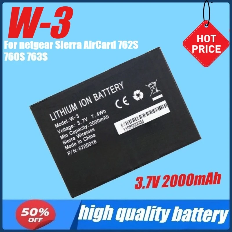 3.7V 2000mAh W-3 Battery WIFI Router Hotspot Modem Phone Battery for Netgear Sierra AirCard 762S 763S 785S 4G LTE Wi-Fi Роутер
3.7V 2000mAh W-3 Battery WIFI Router Hotspot Modem Phone Battery for Netgear Sierra AirCard 762S 763S 785S 4G LTE Wi-Fi Роутер