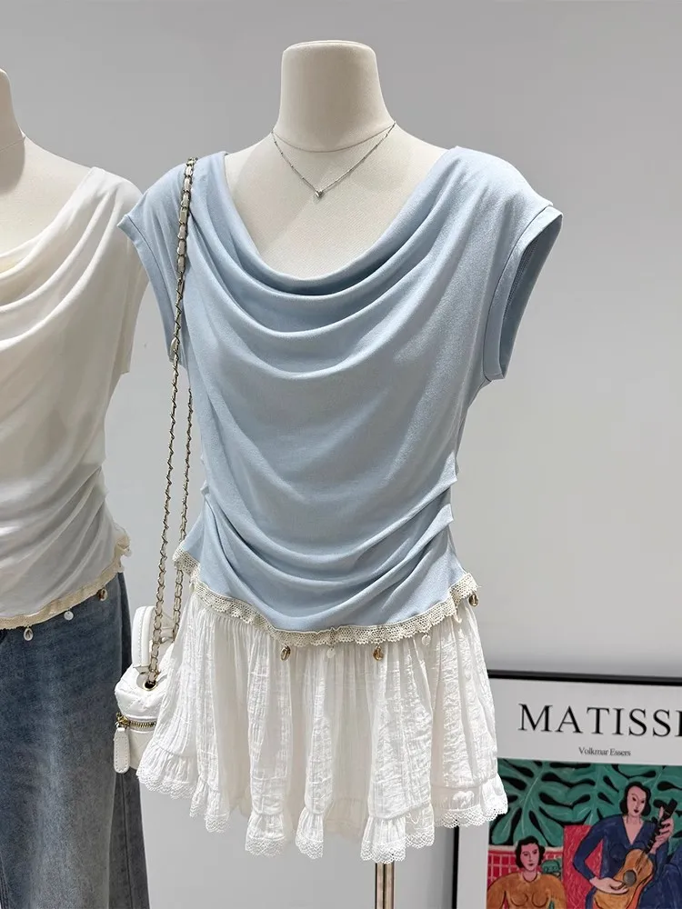 Outlet Pure Desire Lace Splice Short Sleeve T-Shirt Women's Fleece Sleeve Top Commute Style Korean Loose Fit Summer Wear
Outlet Pure Desire Lace Splice Short Sleeve T-Shirt Women's Fleece Sleeve Top Commute Style Korean Loose Fit Summer Wear