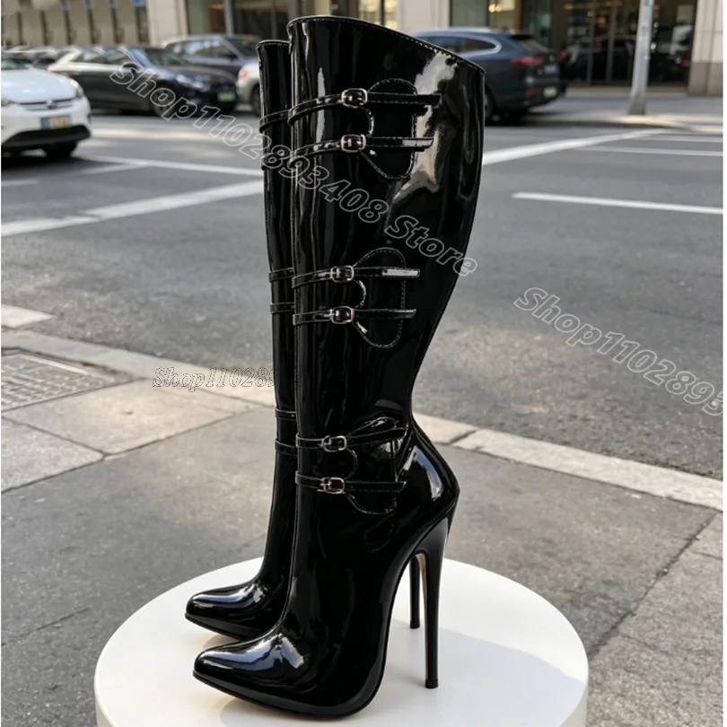 Black Pointed Toe Buckle Decor Boots Stiletto Performance Women Spring Party Dancing Sexy Knee Boots Zapatos Para Mujere
Black Pointed Toe Buckle Decor Boots Stiletto Performance Women Spring Party Dancing Sexy Knee Boots Zapatos Para Mujere