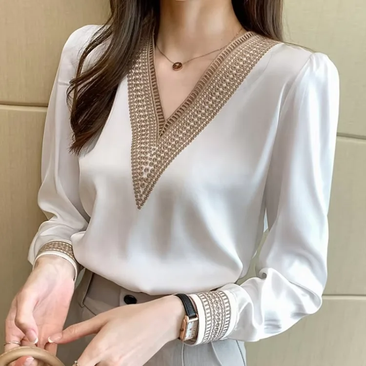 Wholesale New Arrival Long Sleeve White Blouse Women Blusas Mujer De Moda Embroidery V-neck Chiffon Blouse Shirt 8301
Wholesale New Arrival Long Sleeve White Blouse Women Blusas Mujer De Moda Embroidery V-neck Chiffon Blouse Shirt 8301