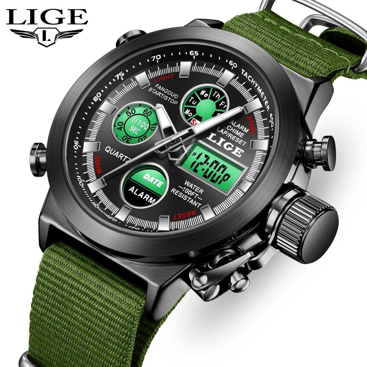 Мужские часы LIGE 2026 Original, модные, с LED-дисплеем, двойным дисплеем, светящимся нейлоновым ремешком, электронные, с будильником, отображением дня недели, кварцевые.
Мужские часы LIGE 2026 Original, модные, с LED-дисплеем, двойным дисплеем, светящимся нейлоновым ремешком, электронные, с будильником, отображением дня недели, кварцевые.