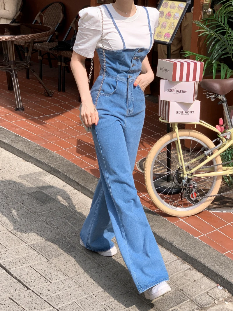 Women's Vintage Denim Overalls Loose Fit Belted Waist Slimming Straight Leg Long Pants High Waist Jeans Blue Four Seasons
Women's Vintage Denim Overalls Loose Fit Belted Waist Slimming Straight Leg Long Pants High Waist Jeans Blue Four Seasons