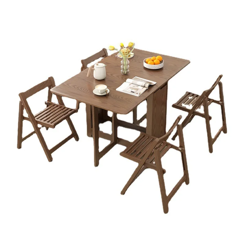 Solid wood foldable dining table Small apartment household rubber wood The antique style is enlarged and thickened 
Solid wood foldable dining table Small apartment household rubber wood The antique style is enlarged and thickened