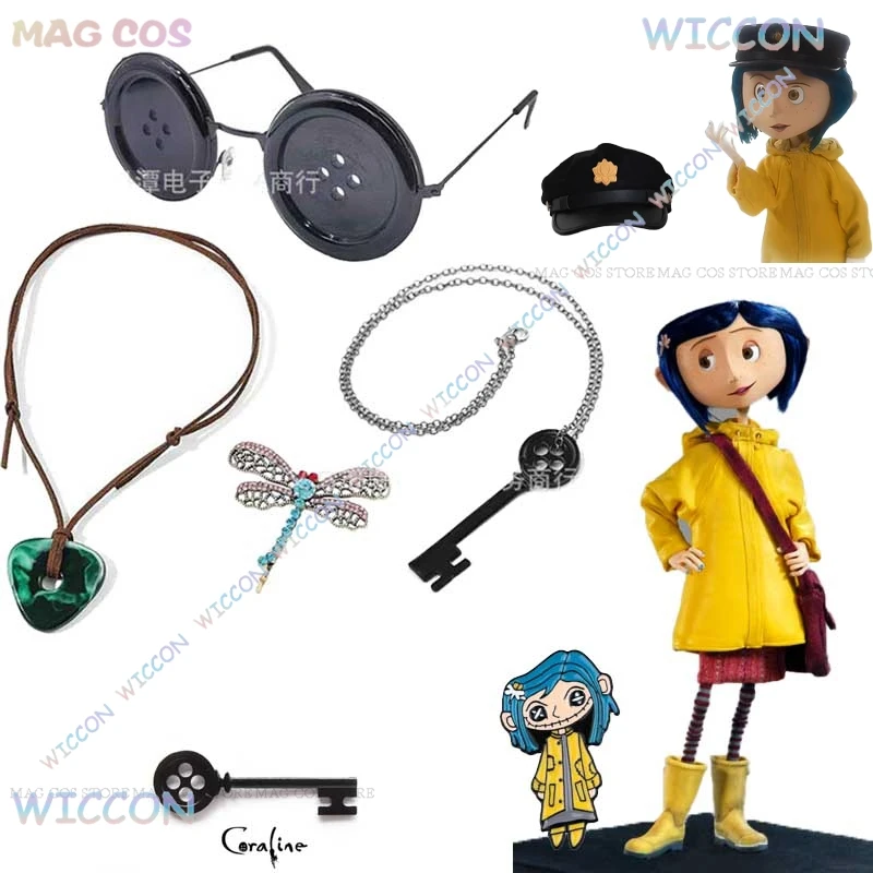 Horror Movies Coraline Cosplay The Key Necklace Props wig Hairclip Secret Door Button Glasses Halloween Scary Roleplay
Horror Movies Coraline Cosplay The Key Necklace Props wig Hairclip Secret Door Button Glasses Halloween Scary Roleplay