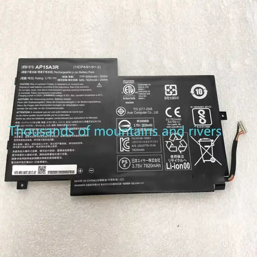 AP15A3R AP15A8R Аккумулятор для ноутбука Acer Aspire Switch 10E SW3-013P серии AP15A3R 3,75 В 30 Втч 8000 мАч
AP15A3R AP15A8R Аккумулятор для ноутбука Acer Aspire Switch 10E SW3-013P серии AP15A3R 3,75 В 30 Втч 8000 мАч