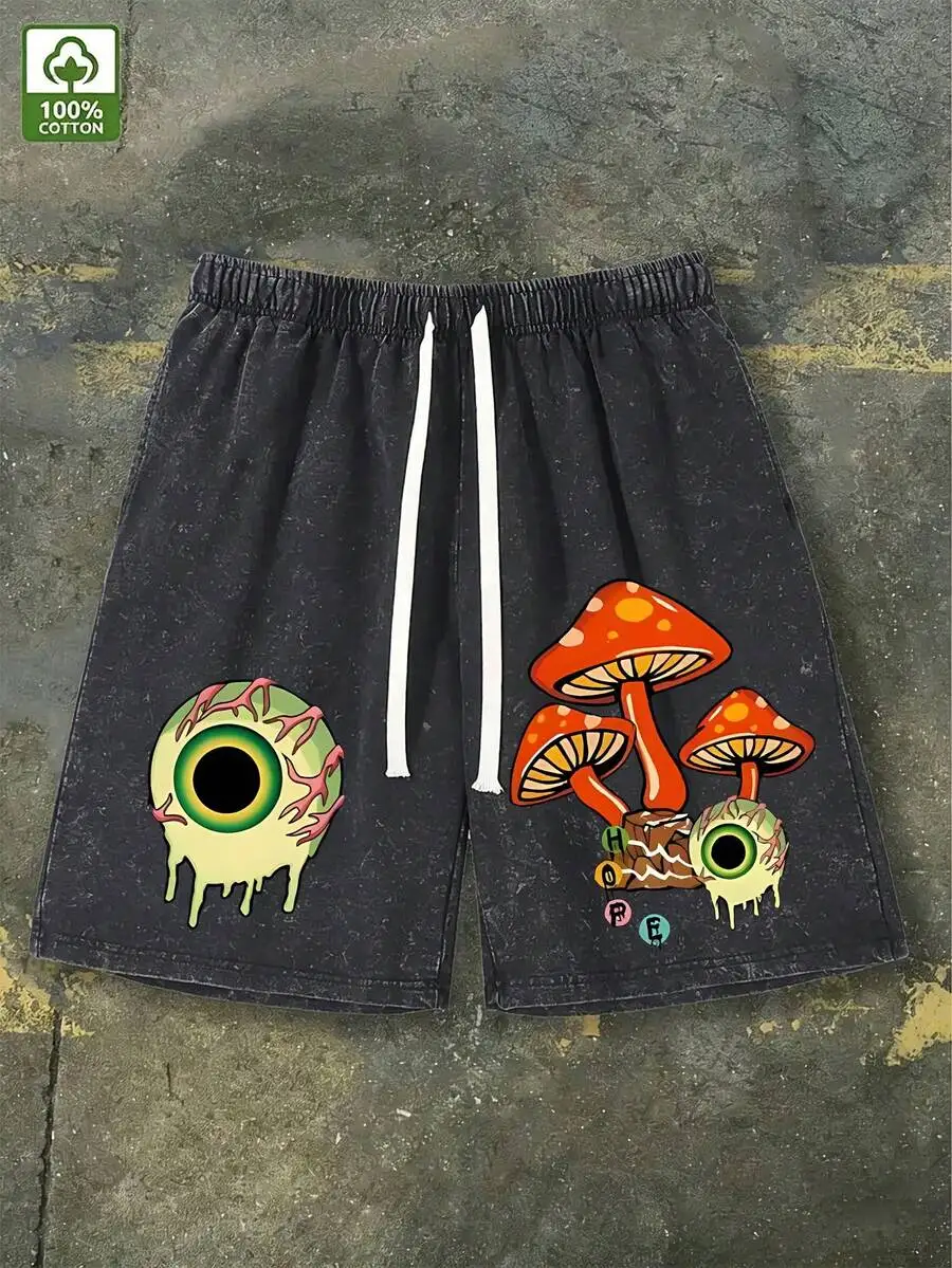 Washed Cotton Retro Mushroom Eye Print Mens Casual Loose Shorts
Washed Cotton Retro Mushroom Eye Print Mens Casual Loose Shorts