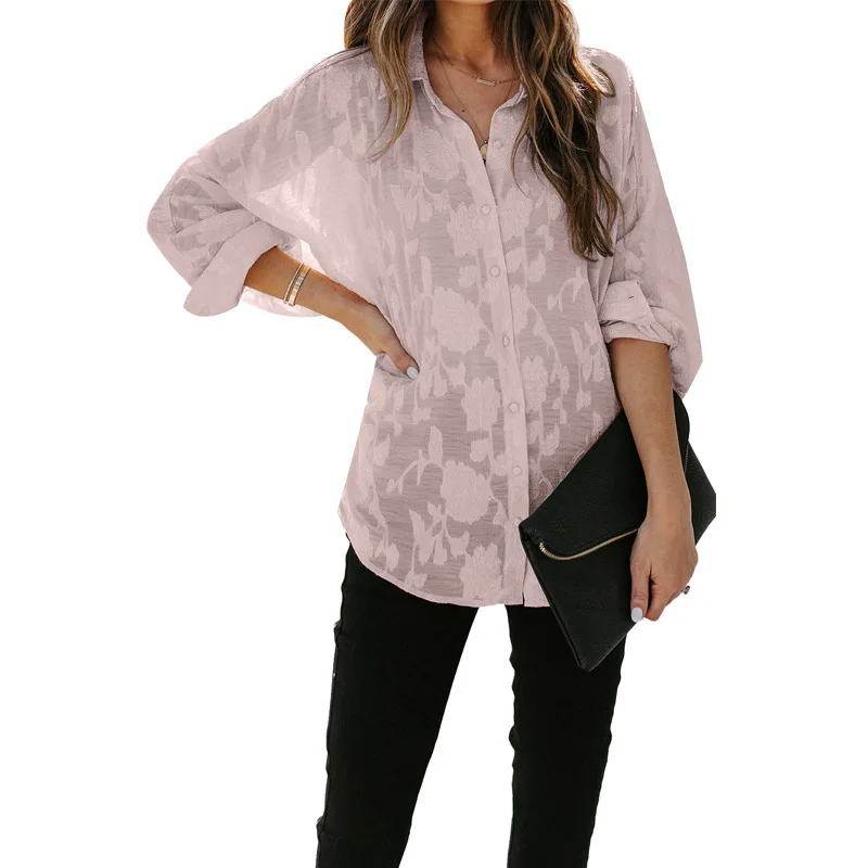 Thin lapel shirt women's 2025 autumn and summer new European and American solid color start long-sleeved shirt
Thin lapel shirt women's 2025 autumn and summer new European and American solid color start long-sleeved shirt