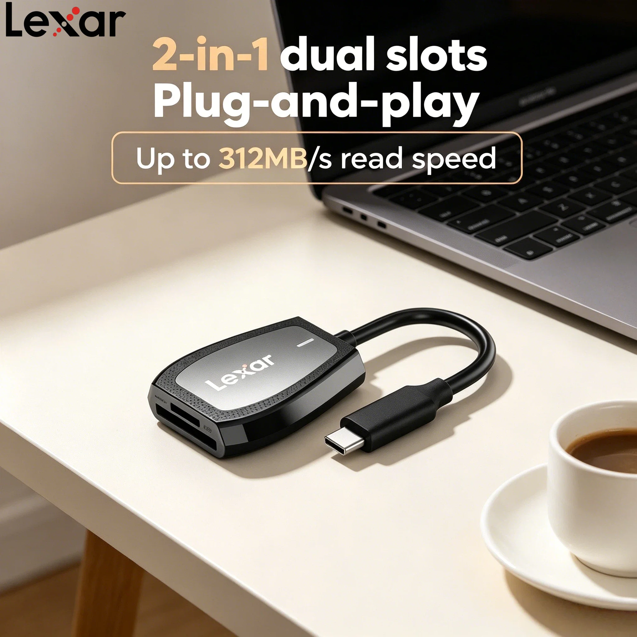 Lexar Professional Dual Slot USB 3.2 Type C Reader Supports SD and microSD UHS II Cards 312MB/s Read for Laptop Desktop Fastest
Lexar Professional Dual Slot USB 3.2 Type C Reader Supports SD and microSD UHS II Cards 312MB/s Read for Laptop Desktop Fastest