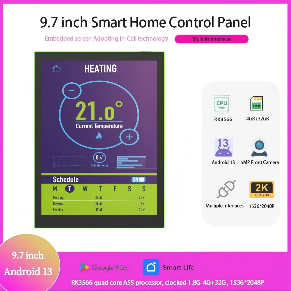 2K Resolution Android 13 Smart Tablet Intelligent Home Control Panel Matter Thread Supported Google Home Assistant POE RS232/485
2K Resolution Android 13 Smart Tablet Intelligent Home Control Panel Matter Thread Supported Google Home Assistant POE RS232/485