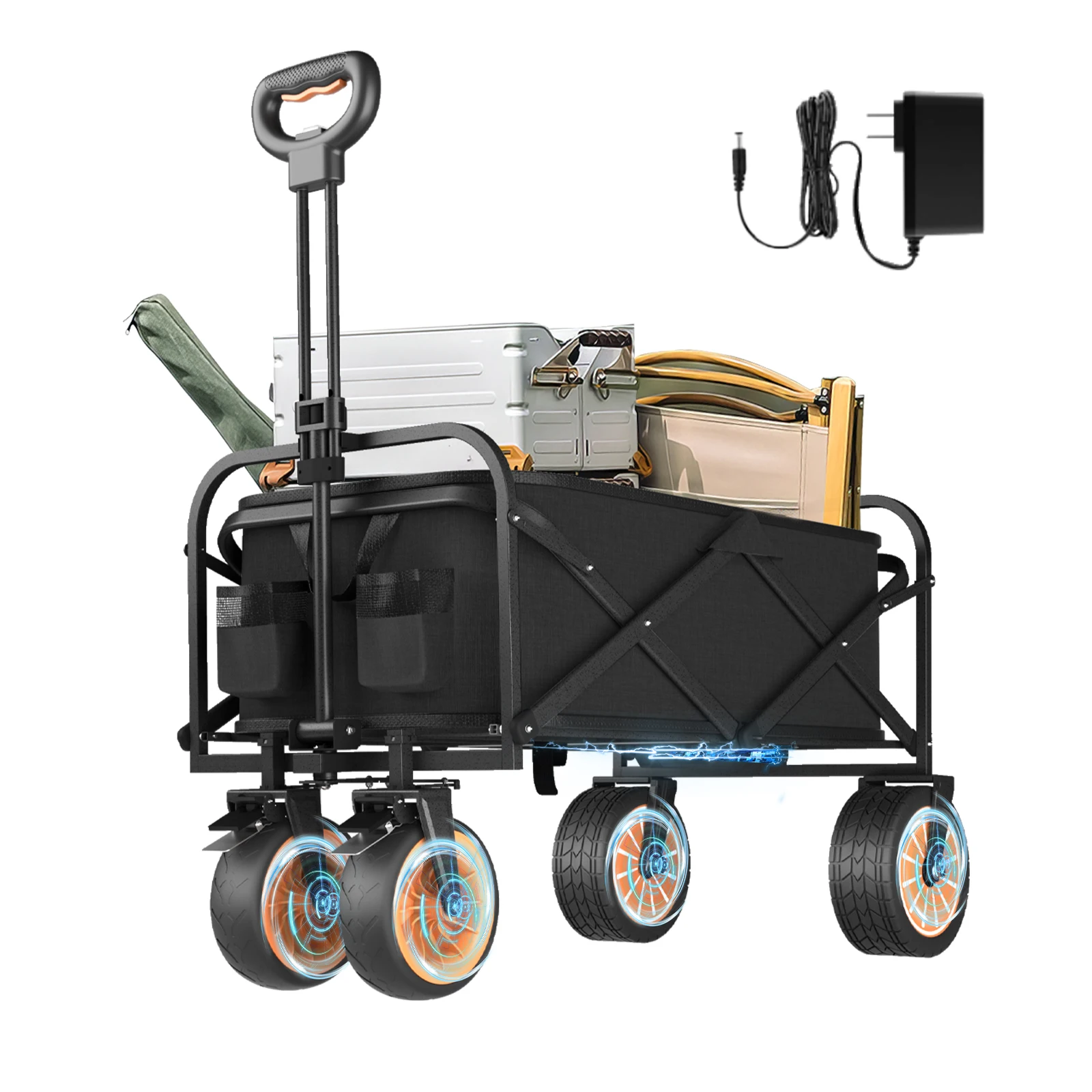 Electric Utility Wagon Cart Rechargeable Electric Collapsible Folding Wagon Large Capacity Utility Grocery Wagon with Roll Black 
Electric Utility Wagon Cart Rechargeable Electric Collapsible Folding Wagon Large Capacity Utility Grocery Wagon with Roll Black