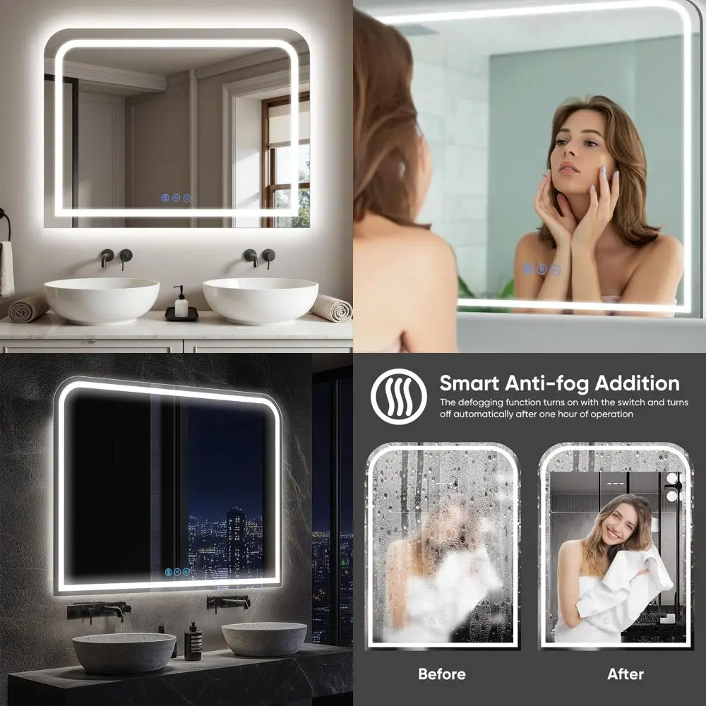 40 LED Illuminated Vanity Mirror, Tempered Glass, Anti-Fog, Dimmable, 3 Color Modes, 30 Wide, White
40 LED Illuminated Vanity Mirror, Tempered Glass, Anti-Fog, Dimmable, 3 Color Modes, 30 Wide, White