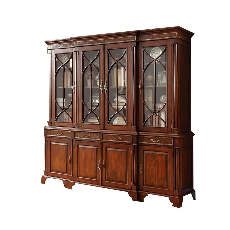 1 American-styleEuropean-style study furniture Solid wood four-door bookcase Large bookcase display Storage cabinet Large capaci
1 American-styleEuropean-style study furniture Solid wood four-door bookcase Large bookcase display Storage cabinet Large capaci