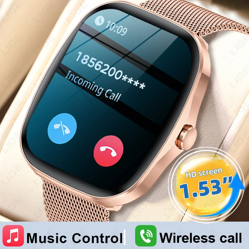 LIGE Smartwatch Women Bluetooth Call Smart Watch Ladies Heart Rate Blood Oxygen Sleep Monitor Waterproof Men's Smart Watches+Box
LIGE Smartwatch Women Bluetooth Call Smart Watch Ladies Heart Rate Blood Oxygen Sleep Monitor Waterproof Men's Smart Watches+Box