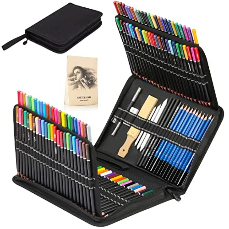Premium 144 Drawing Pencil Set, including 120 Colored Pencils and 24 Sketch Kit, Art Pencil Kit in Zippered Travel Case, for Dr
Premium 144 Drawing Pencil Set, including 120 Colored Pencils and 24 Sketch Kit, Art Pencil Kit in Zippered Travel Case, for Dr