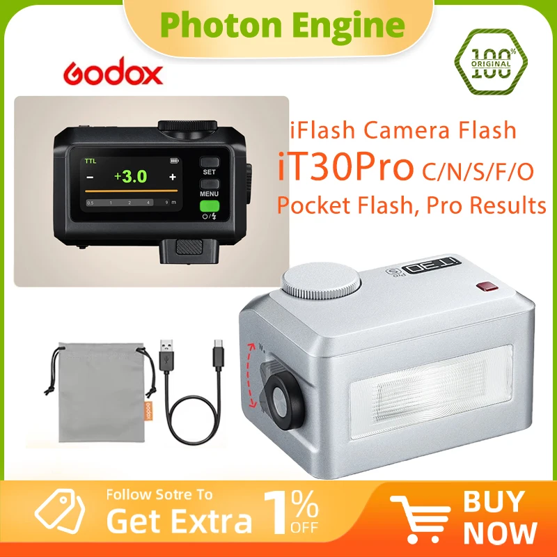 Godox iT30Pro iFlash Camera Flash Speedlite HSS TTL 2.4G Wireless Pocket Flash for Canon Nikon Sony Fuji Olympus C/N/S/F/O
Godox iT30Pro iFlash Camera Flash Speedlite HSS TTL 2.4G Wireless Pocket Flash for Canon Nikon Sony Fuji Olympus C/N/S/F/O