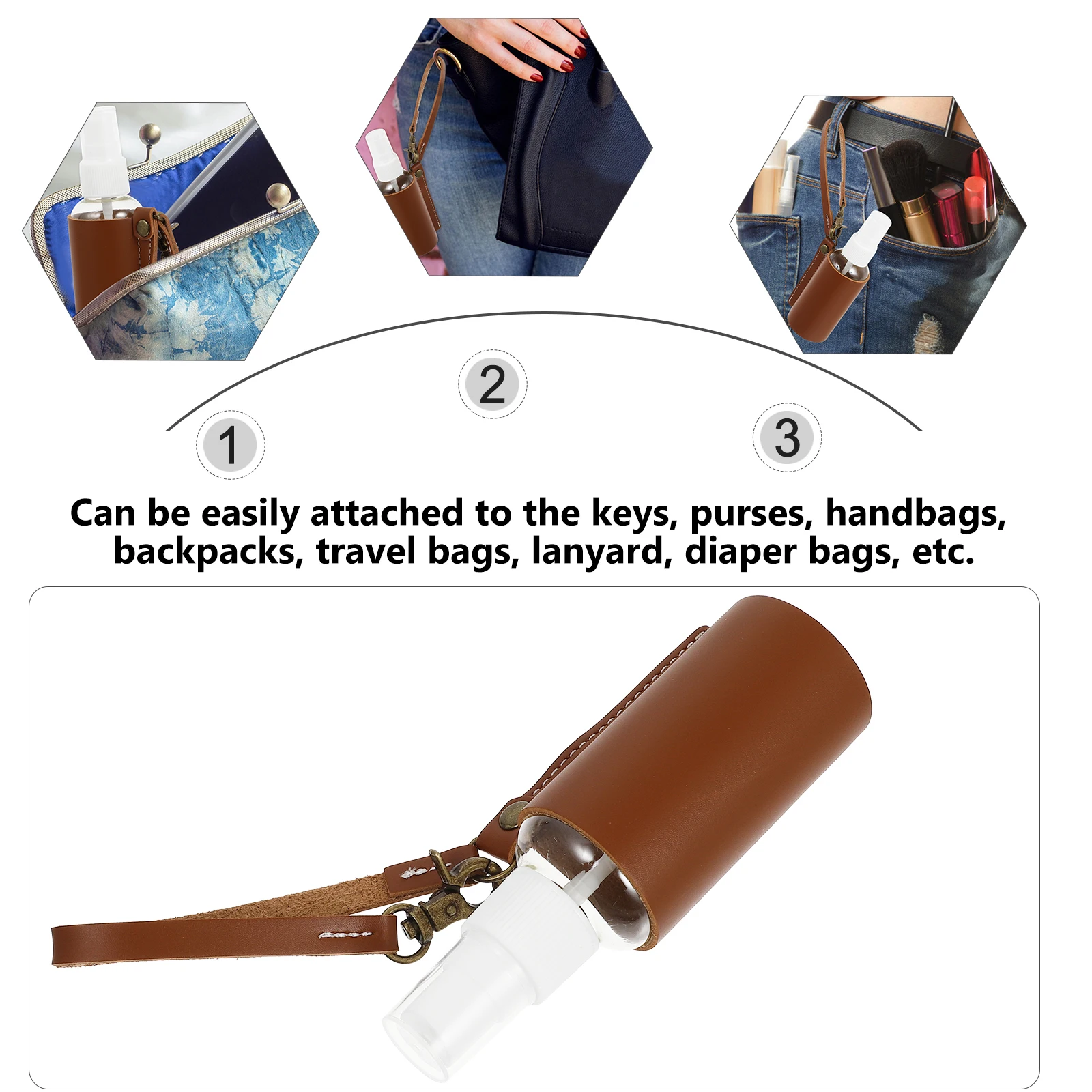 60Ml Mini Empty Refillable Bottle Holder For Hand Lotion Travel Bottles Pu Keychain Storage Container Portable
60Ml Mini Empty Refillable Bottle Holder For Hand Lotion Travel Bottles Pu Keychain Storage Container Portable