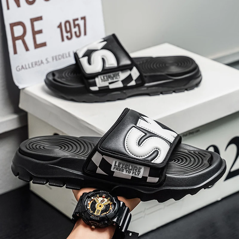 Мужские летние трендовые шлепанцы для отдыха, пляжные сандалии с мягкой подошвой, мужские нескользящие шлепанцы на липучке, размер 45
Мужские летние трендовые шлепанцы для отдыха, пляжные сандалии с мягкой подошвой, мужские нескользящие шлепанцы на липучке, размер 45