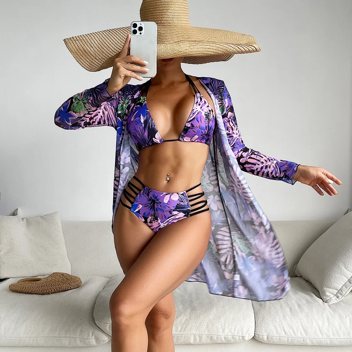 Women's Swimming Suit High Waist Swimsuits Kimono Tropical Print Bikini Sets Female Swimwear Beach Wear 3pack Bathing Suits Pool
Women's Swimming Suit High Waist Swimsuits Kimono Tropical Print Bikini Sets Female Swimwear Beach Wear 3pack Bathing Suits Pool