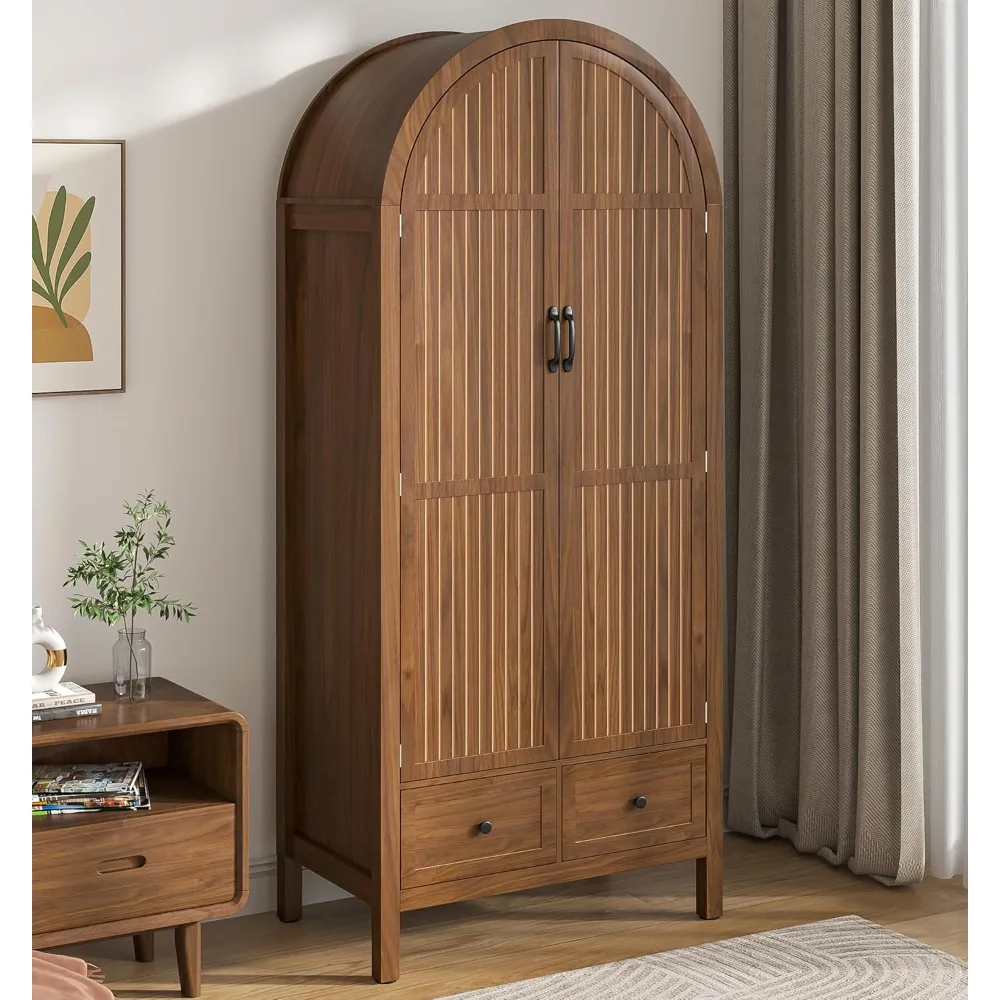 Wardrobe Closet, Armoire Wardrobe Closet with Drawers and 2 Arched Fluted Doors, 70.87‘’ Tall Wooden Bedroom Armoires with Shelv
Wardrobe Closet, Armoire Wardrobe Closet with Drawers and 2 Arched Fluted Doors, 70.87‘’ Tall Wooden Bedroom Armoires with Shelv