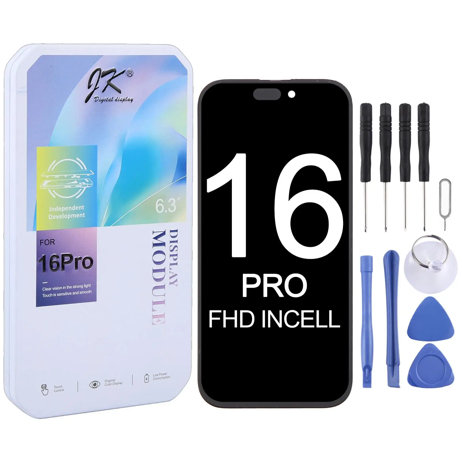 Budget JK Incell LCD Display Replacement Screen Digitizer OEM Quality For iPhone 16 Pro