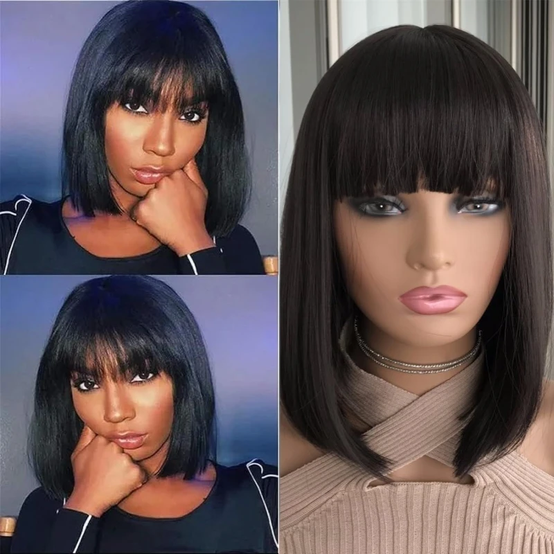 HAIRTIME Wholesale Short bob Wigs With Bangs for Black Women, Non Lace Short bob Human Hair Wigs, Peruvian bob Human Wig
HAIRTIME Wholesale Short bob Wigs With Bangs for Black Women, Non Lace Short bob Human Hair Wigs, Peruvian bob Human Wig