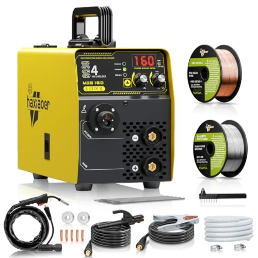 160A MIG Welder 110V Gas MIG Welder Machine 4-in-1 Gasless Flux Core/Gas MIG/Lift TIG/Stick Welder with Synergic Control IGBT M
160A MIG Welder 110V Gas MIG Welder Machine 4-in-1 Gasless Flux Core/Gas MIG/Lift TIG/Stick Welder with Synergic Control IGBT M