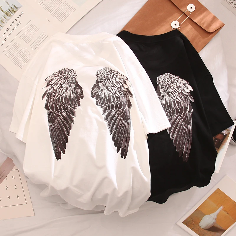 Back Wing Print Summer Loose Short Sleeved t-shirt For Men And Women In Large Size Clothing Couple With Half Sleeved Student
Back Wing Print Summer Loose Short Sleeved t-shirt For Men And Women In Large Size Clothing Couple With Half Sleeved Student
