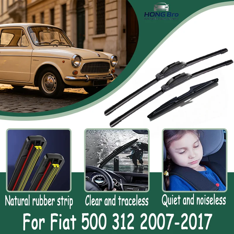 For Fiat 500 312 2007-2017 24"+14"+12" Front & Rear Soft Rubber Wiper Blades, Silent Durable, All-Season, Auto Windshield
For Fiat 500 312 2007-2017 24"+14"+12" Front & Rear Soft Rubber Wiper Blades, Silent Durable, All-Season, Auto Windshield